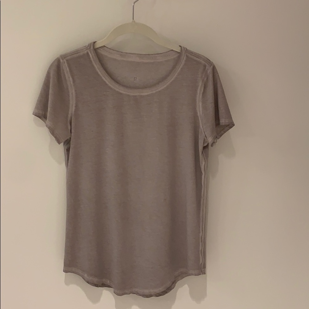 LuLuLemon distressed grey Crew T shirt